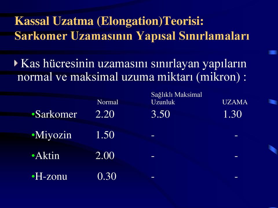 maksimal uzuma miktarı (mikron) : Sağlıklı Maksimal Normal Uzunluk