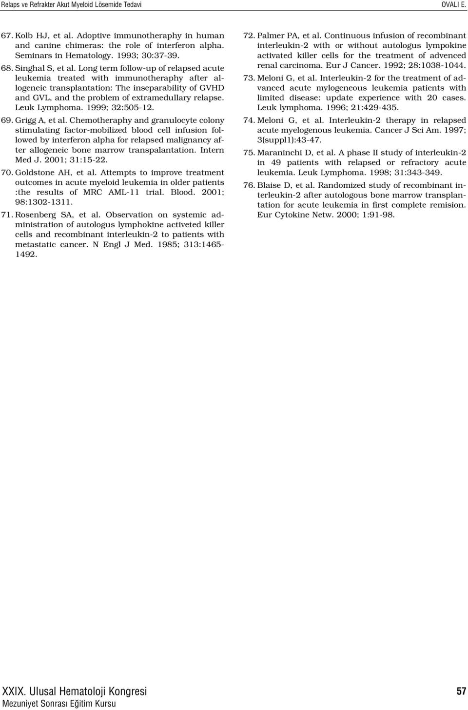 Long term follow-up of relapsed acute leukemia treated with immunotheraphy after allogeneic transplantation: The inseparability of GVHD and GVL, and the problem of extramedullary relapse.