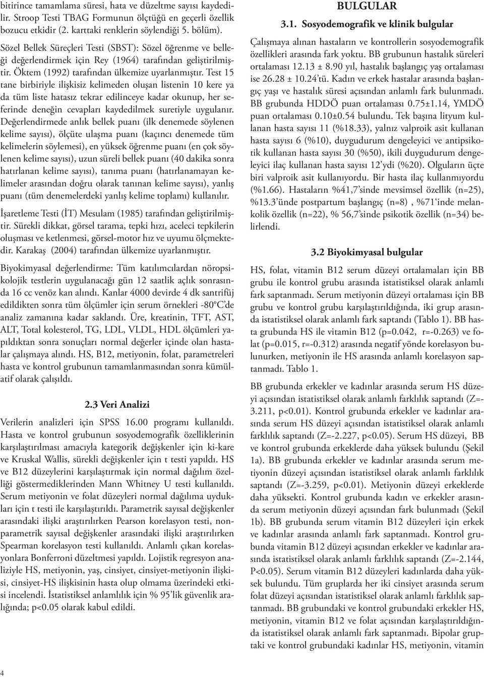 Test 15 tane birbiriyle ilişkisiz kelimeden oluşan listenin 10 kere ya da tüm liste hatasız tekrar edilinceye kadar okunup, her seferinde deneğin cevapları kaydedilmek suretiyle uygulanır.