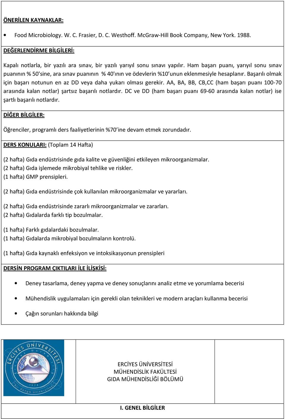 Başarılı olmak için başarı notunun en az DD veya daha yukarı olması gerekir. AA, BA, BB, CB,CC (ham başarı puanı 100-70 arasında kalan notlar) şartsız başarılı notlardır.