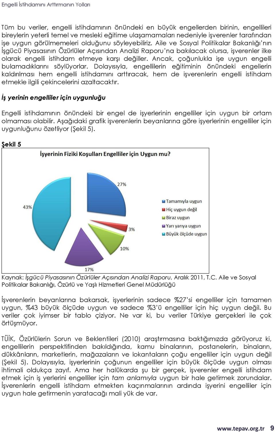 Aile ve Sosyal Politikalar Bakanlığı nın İşgücü Piyasasının Özürlüler Açısından Analizi Raporu na bakılacak olursa, işverenler ilke olarak engelli istihdam etmeye karşı değiller.