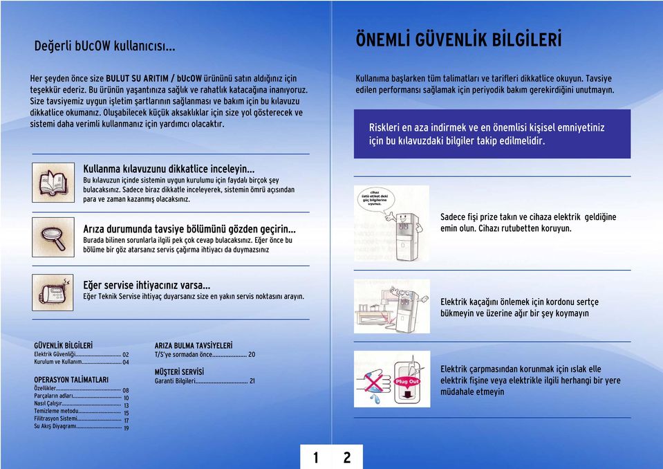 Oluşabilecek küçük aksaklıklar için size yol gösterecek ve sistemi daha verimli kullanmanız için yardımcı olacaktır. Kullanıma başlarken tüm talimatları ve tarifleri dikkatlice okuyun.