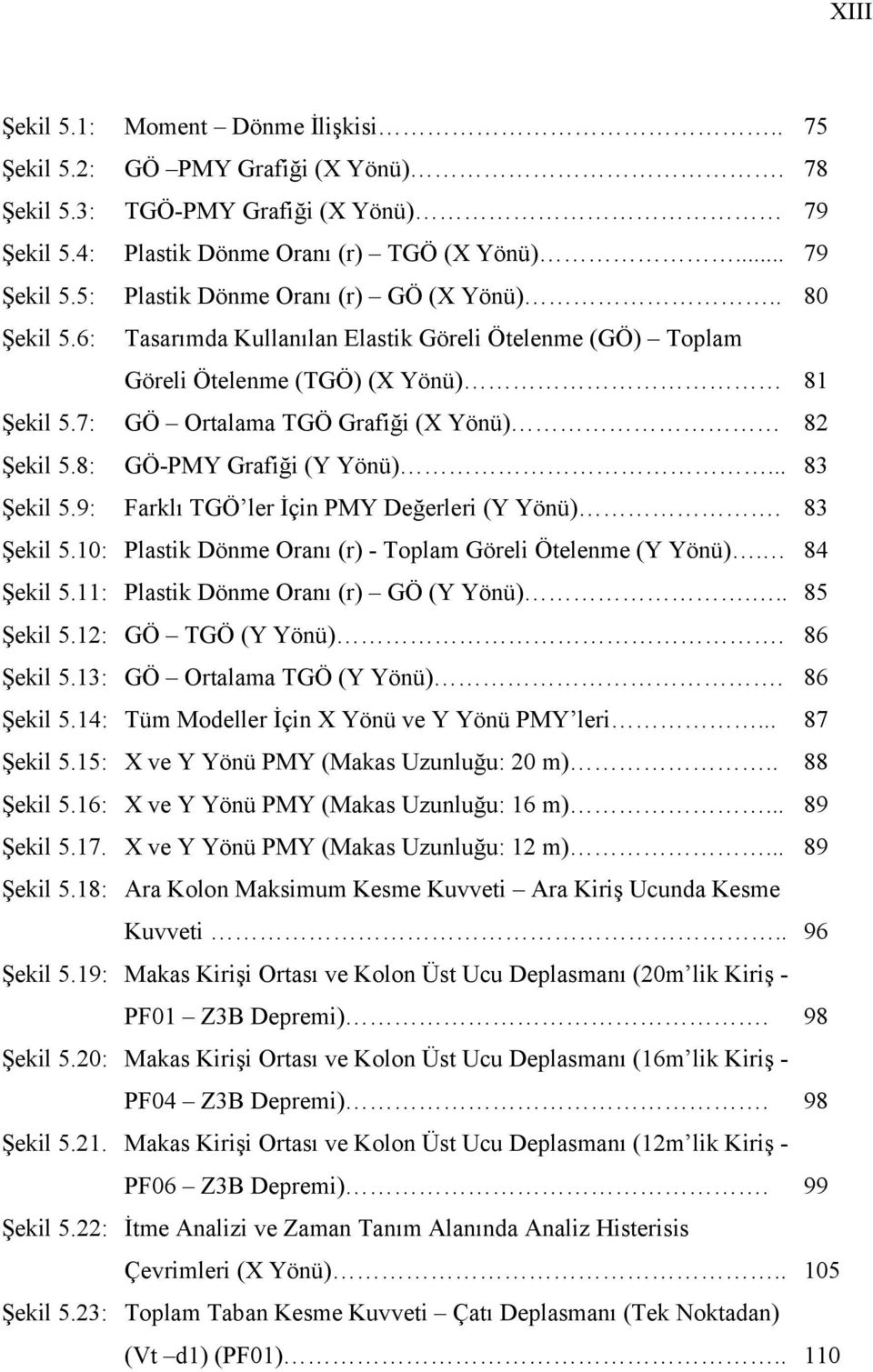 9: Farklı TGÖ ler İçin PMY Değerleri (Y Yönü). 83 Şekil 5.1: Plastik Dönme Oranı (r) - Toplam Göreli Ötelenme (Y Yönü). 84 Şekil 5.11: Plastik Dönme Oranı (r) GÖ (Y Yönü)... 85 Şekil 5.