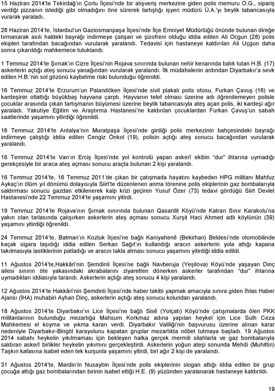 28 Haziran 2014 te, İstanbul un Gaziosmanpaşa İlçesi nde İlçe Emniyet Müdürlüğü önünde bulunan direğe tırmanarak asılı haldeki bayrağı indirmeye çalışan ve şizofreni olduğu iddia edilen Ali Ocgun