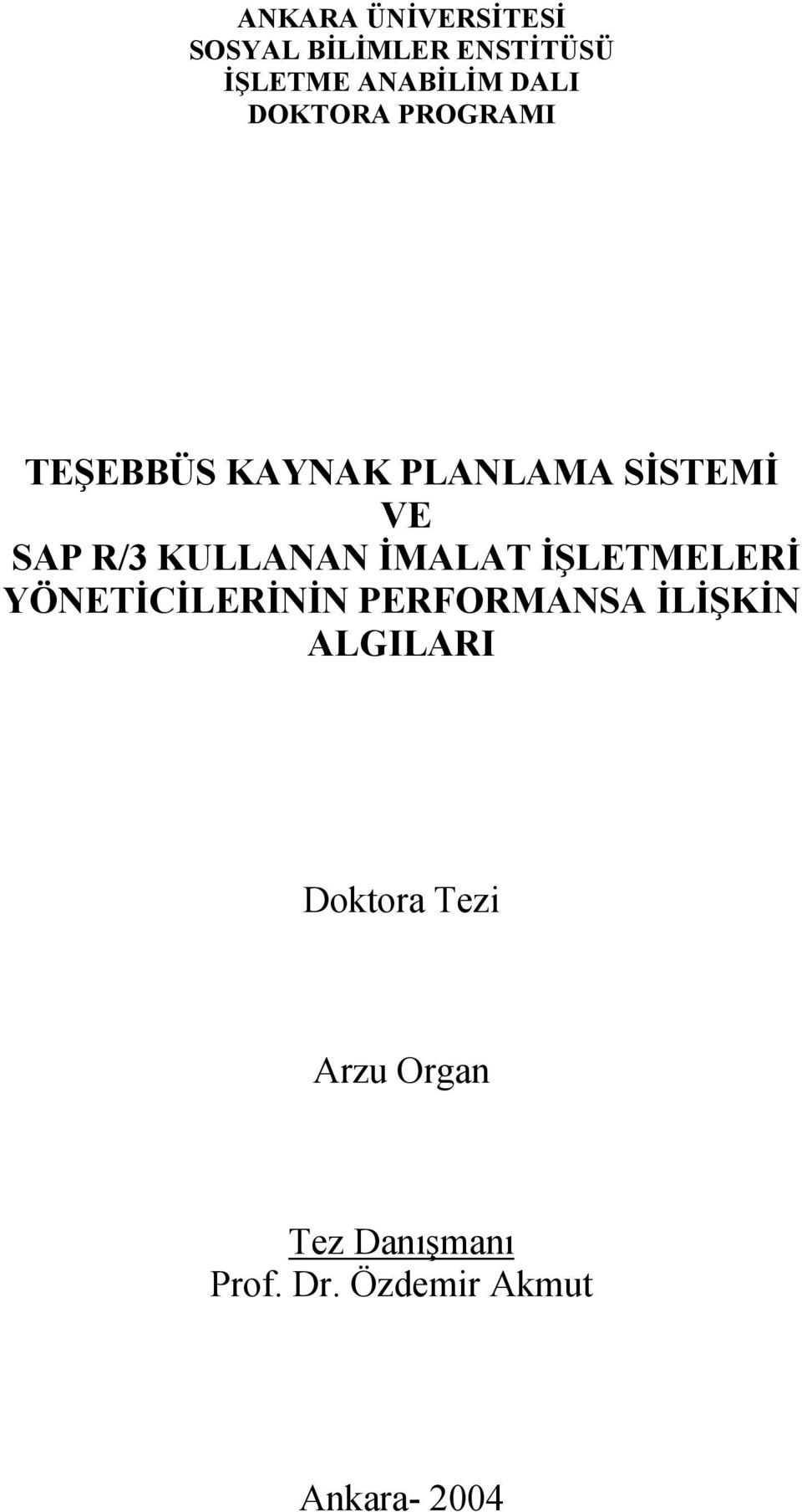 KULLANAN İMALAT İŞLETMELERİ YÖNETİCİLERİNİN PERFORMANSA İLİŞKİN