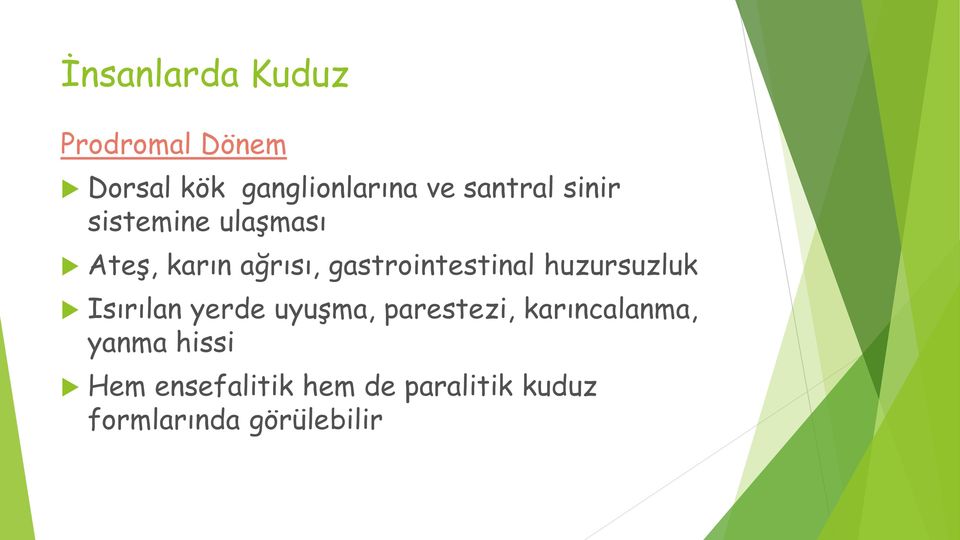 gastrointestinal huzursuzluk Isırılan yerde uyuşma, parestezi,