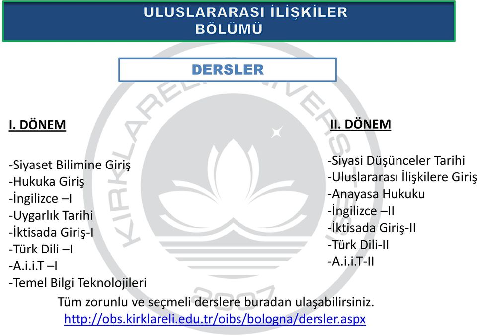 Dili I -A.i.i.T I -Temel Bilgi Teknolojileri Tüm zorunlu ve seçmeli derslere buradan ulaşabilirsiniz.