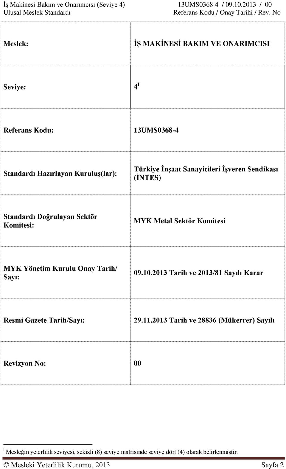 Sayı: 09.10.2013 Tarih ve 2013/81 Sayılı Karar Resmi Gazete Tarih/Sayı: 29.11.