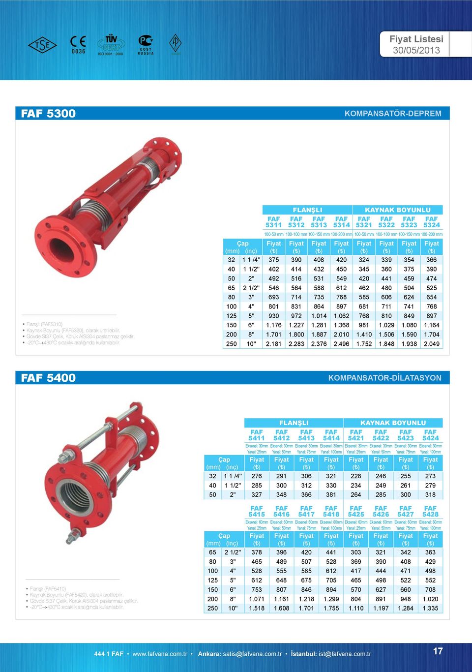 FLANŞLI KAYNAK BOYUNLU 5311 5312 5313 5314 5321 5322 5323 5324 100-50 mm 100-100 mm 100-150 mm 100-200 mm 100-50 mm 100-100 mm 100-150 mm 100-200 mm 32 1 1 /4'' 375 390 408 420 324 339 354 366 40 1