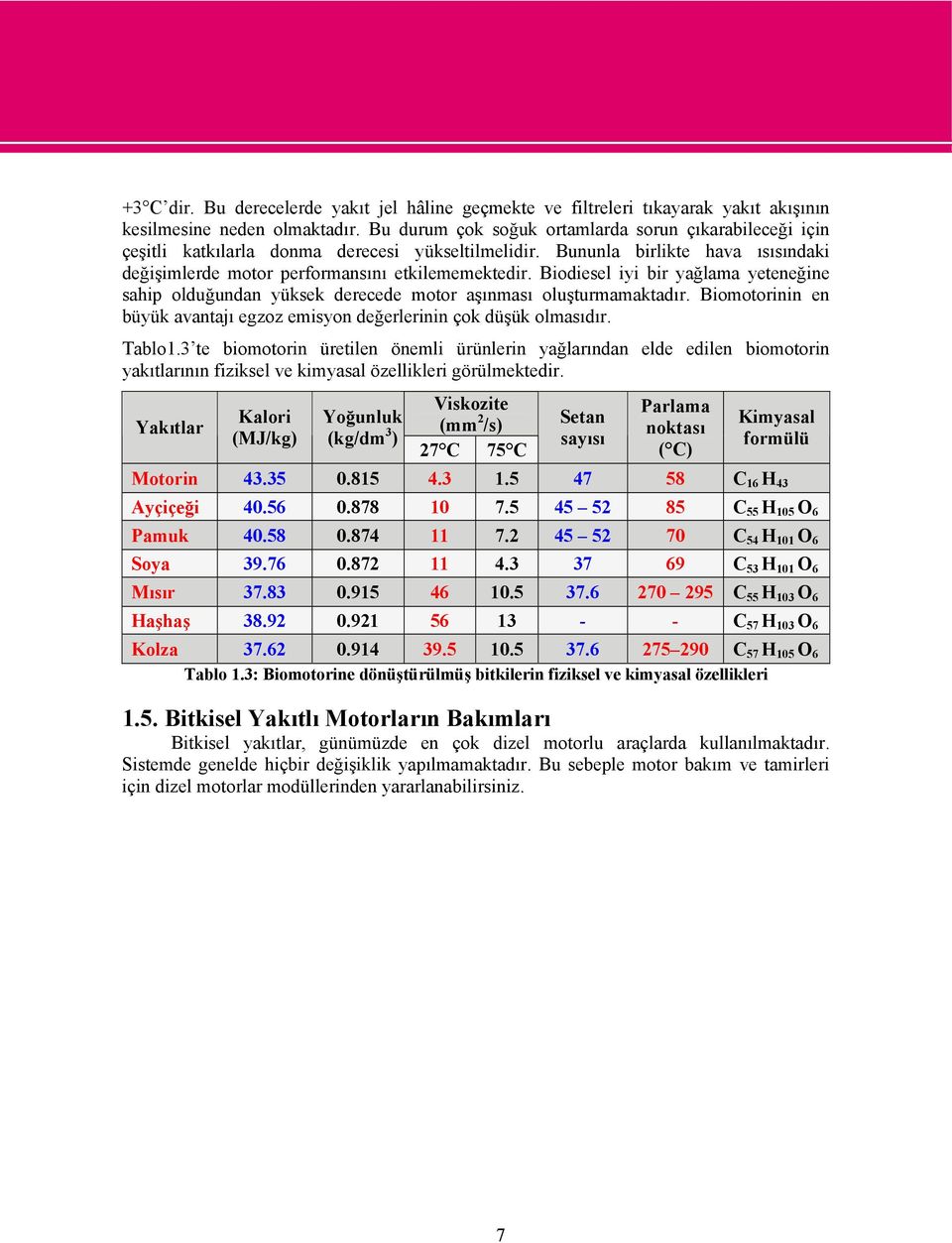 Biodiesel iyi bir yağlama yeteneğine sahip olduğundan yüksek derecede motor aşınması oluşturmamaktadır. Biomotorinin en büyük avantajı egzoz emisyon değerlerinin çok düşük olmasıdır. Tablo1.