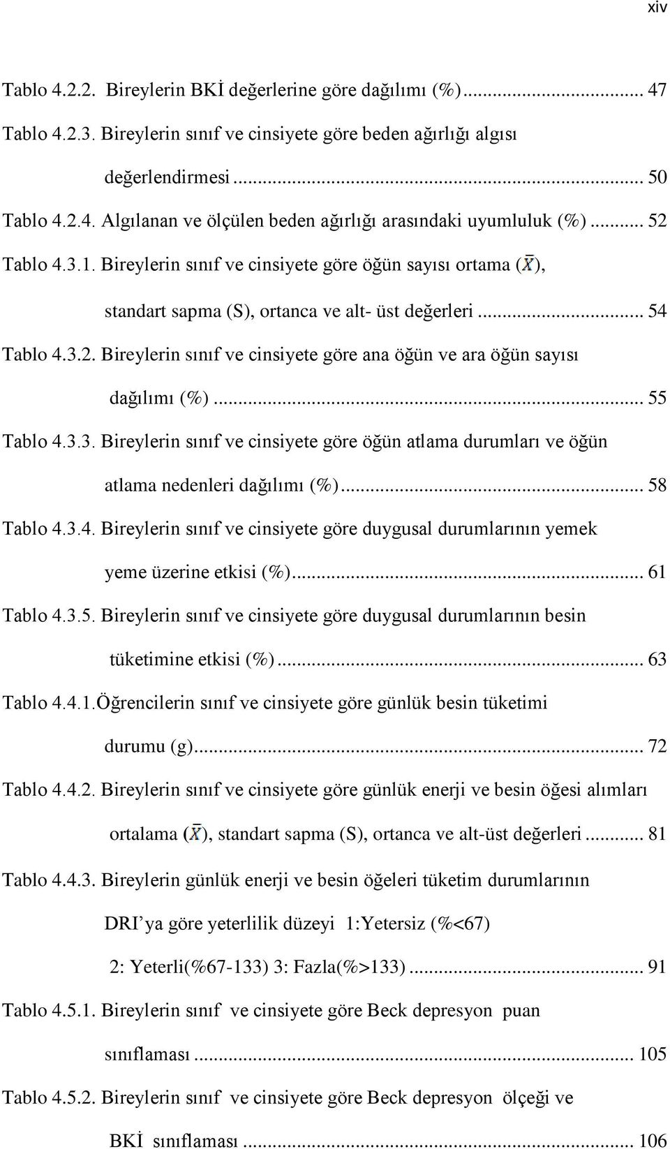 .. 55 Tablo 4.3.3. Bireylerin sınıf ve cinsiyete göre öğün atlama durumları ve öğün atlama nedenleri dağılımı (%)... 58 Tablo 4.3.4. Bireylerin sınıf ve cinsiyete göre duygusal durumlarının yemek yeme üzerine etkisi (%).