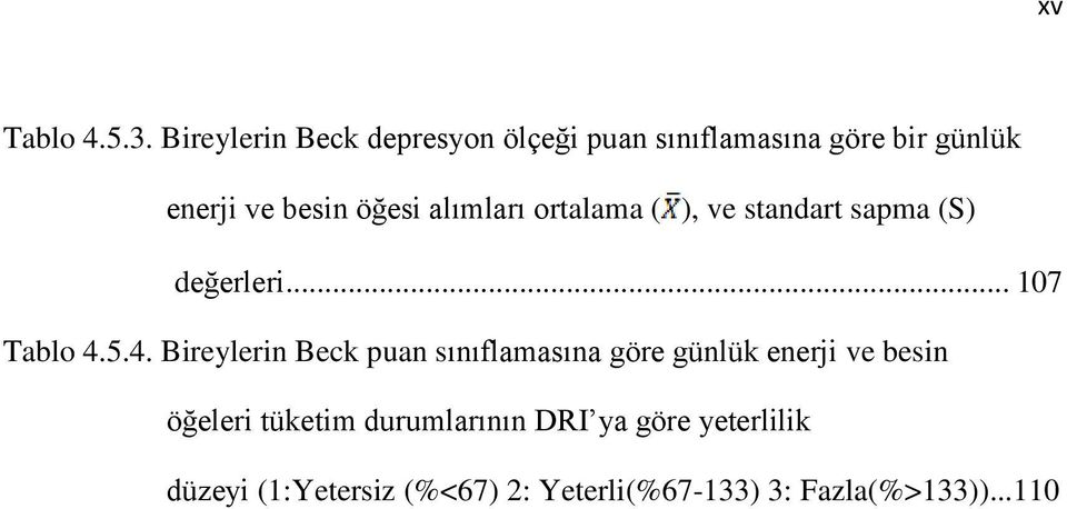 alımları ortalama ( ), ve standart sapma (S) değerleri... 107 Tablo 4.