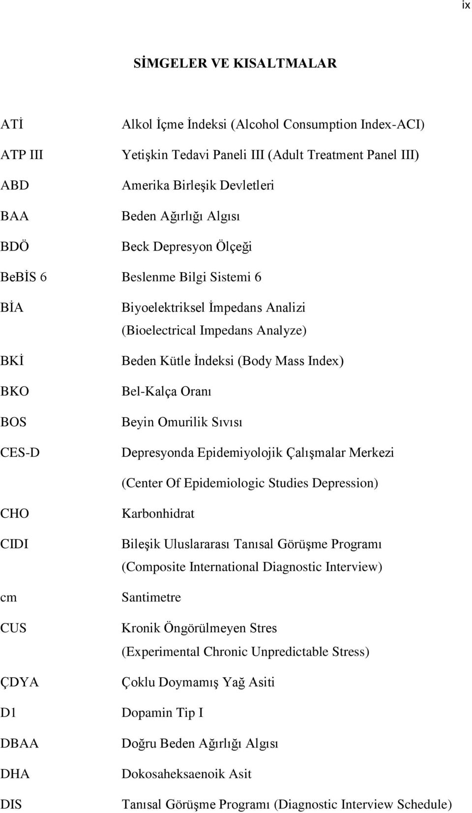 Oranı Beyin Omurilik Sıvısı Depresyonda Epidemiyolojik Çalışmalar Merkezi (Center Of Epidemiologic Studies Depression) CHO CIDI cm CUS ÇDYA D1 DBAA DHA DIS Karbonhidrat Bileşik Uluslararası Tanısal