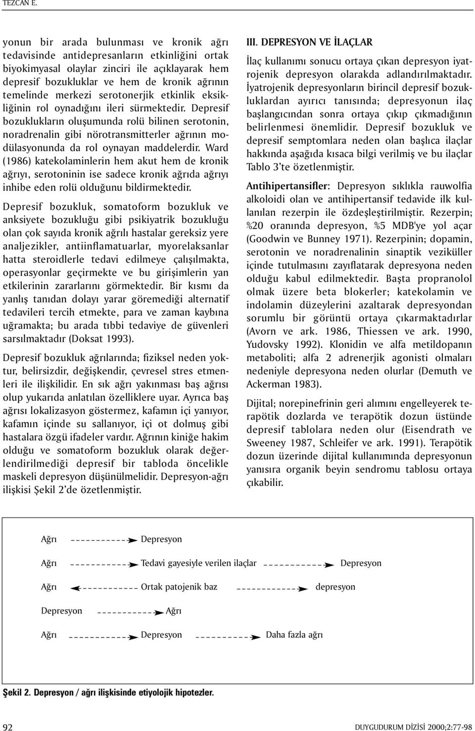 merkezi serotonerjik etkinlik eksikliðinin rol oynadýðýný ileri sürmektedir.