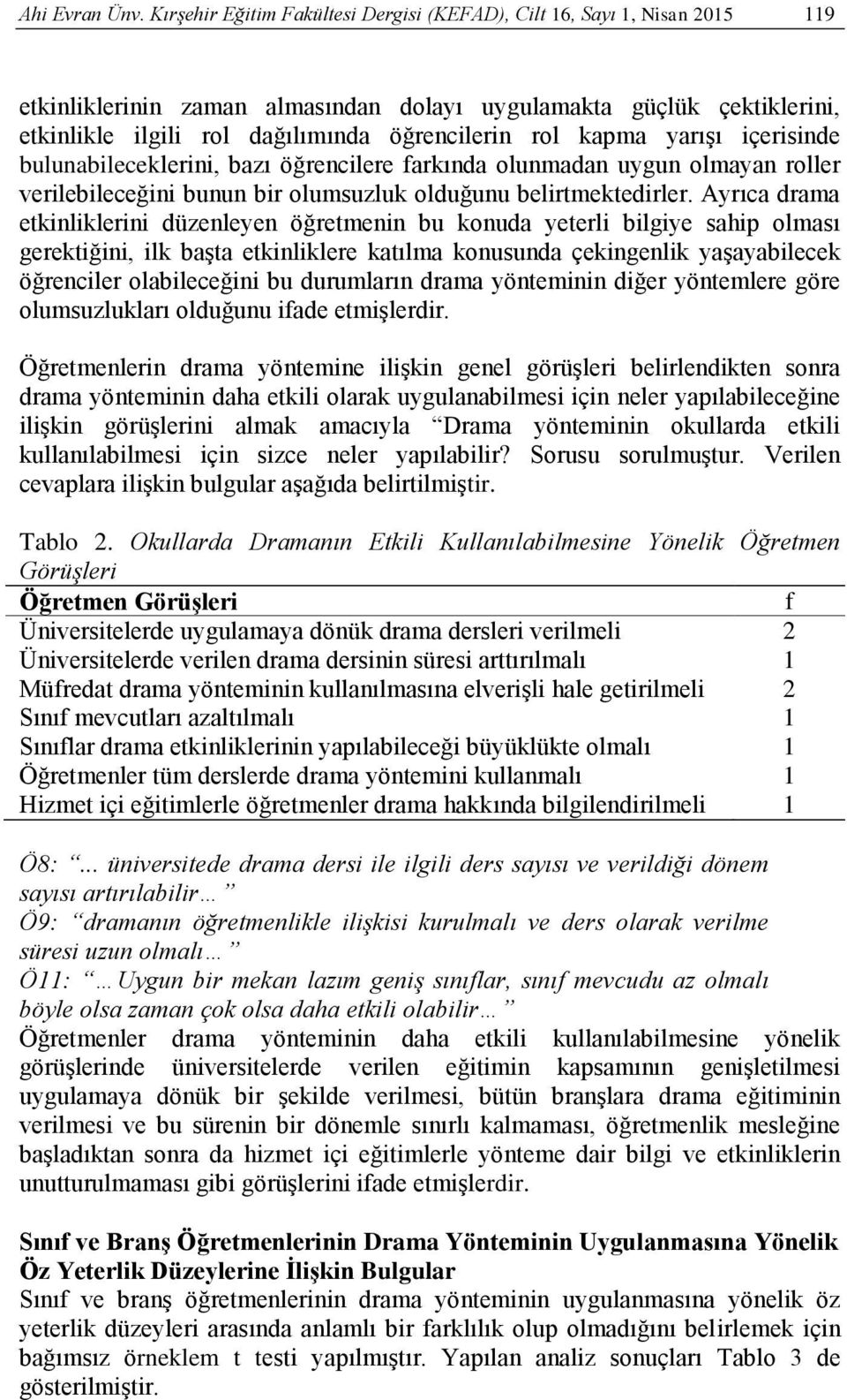 kapma yarışı içerisinde bulunabileceklerini, bazı öğrencilere farkında olunmadan uygun olmayan roller verilebileceğini bunun bir olumsuzluk olduğunu belirtmektedirler.