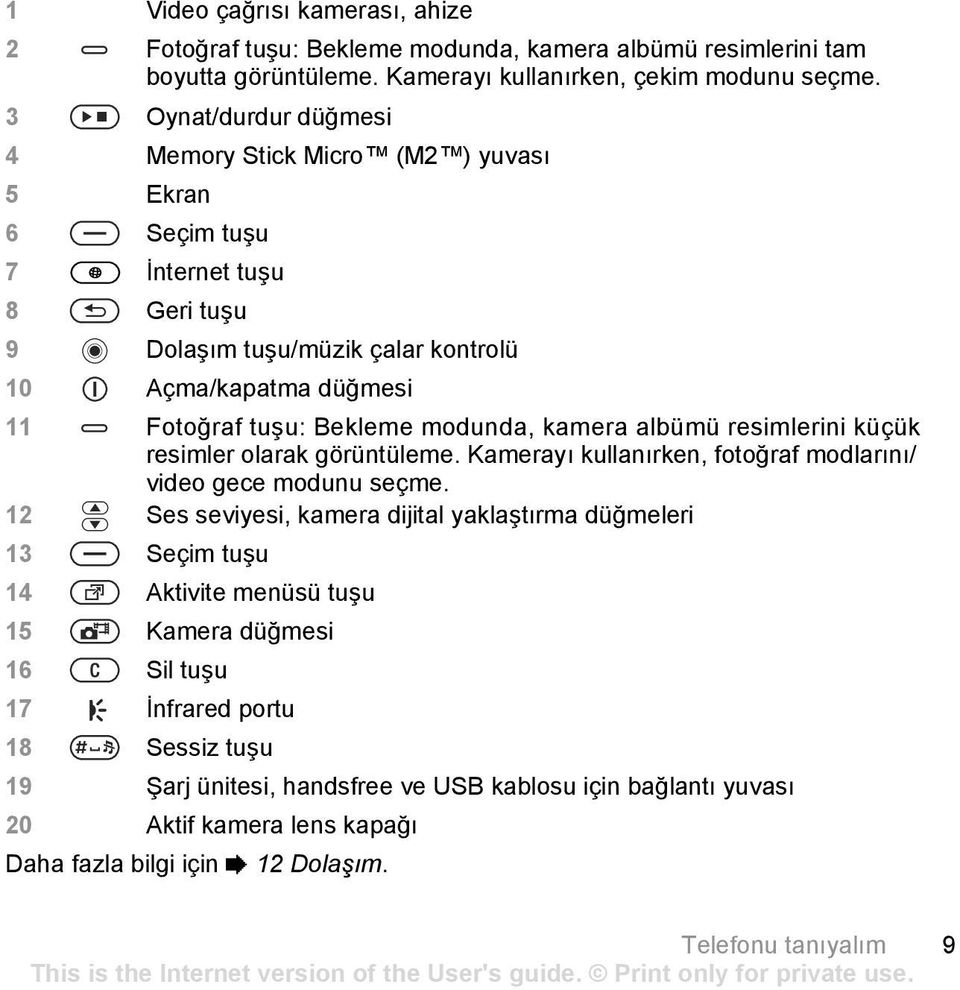 modunda, kamera albümü resimlerini küçük resimler olarak görüntüleme. Kamerayõ kullanõrken, fotoğraf modlarõnõ/ video gece modunu seçme.