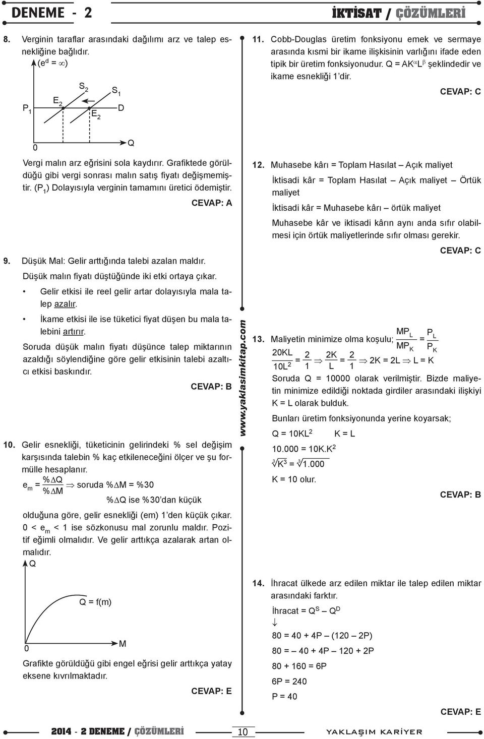 0 Vergi malın arz eğrisini sola kaydırır. Grafiktede görüldüğü gibi vergi sonrası malın satış fiyatı değişmemiştir. (P 1 ) Dolayısıyla verginin tamamını üretici ödemiştir. 9.