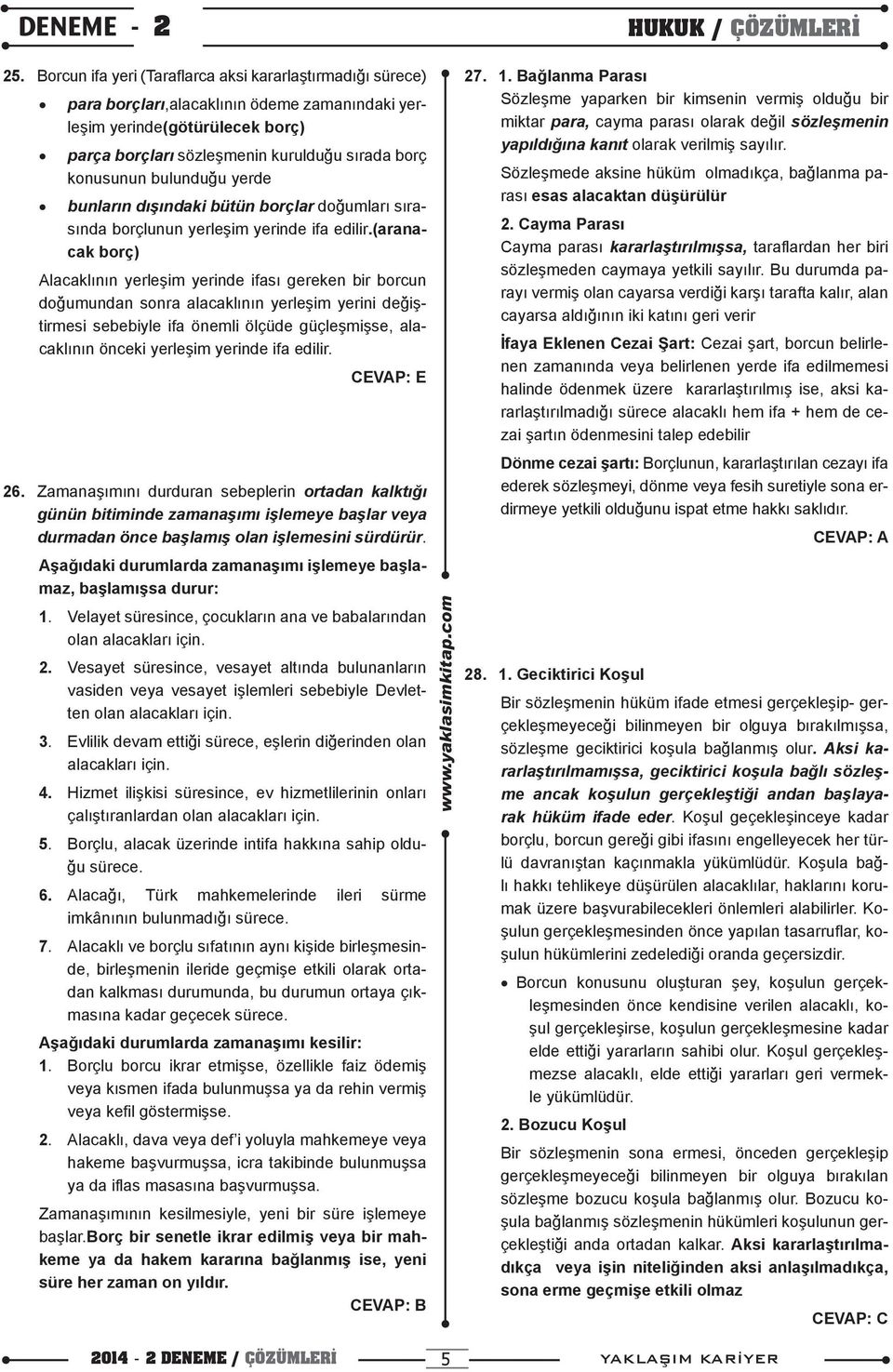 bulunduğu yerde bunların dışındaki bütün borçlar doğumları sırasında borçlunun yerleşim yerinde ifa edilir.