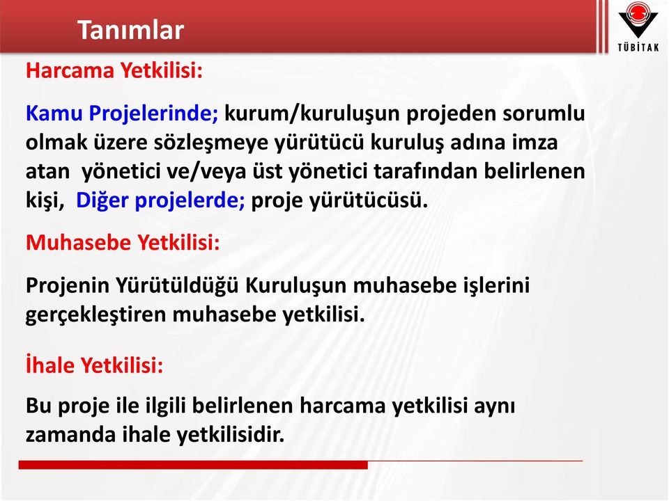 projelerde; proje yürütücüsü.