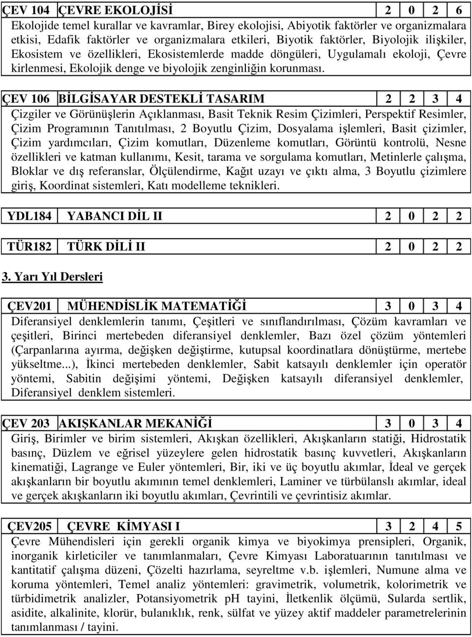 ÇEV 106 BİLGİSAYAR DESTEKLİ TASARIM 2 2 3 4 Çizgiler ve Görünüşlerin Açıklanması, Basit Teknik Resim Çizimleri, Perspektif Resimler, Çizim Programının Tanıtılması, 2 Boyutlu Çizim, Dosyalama