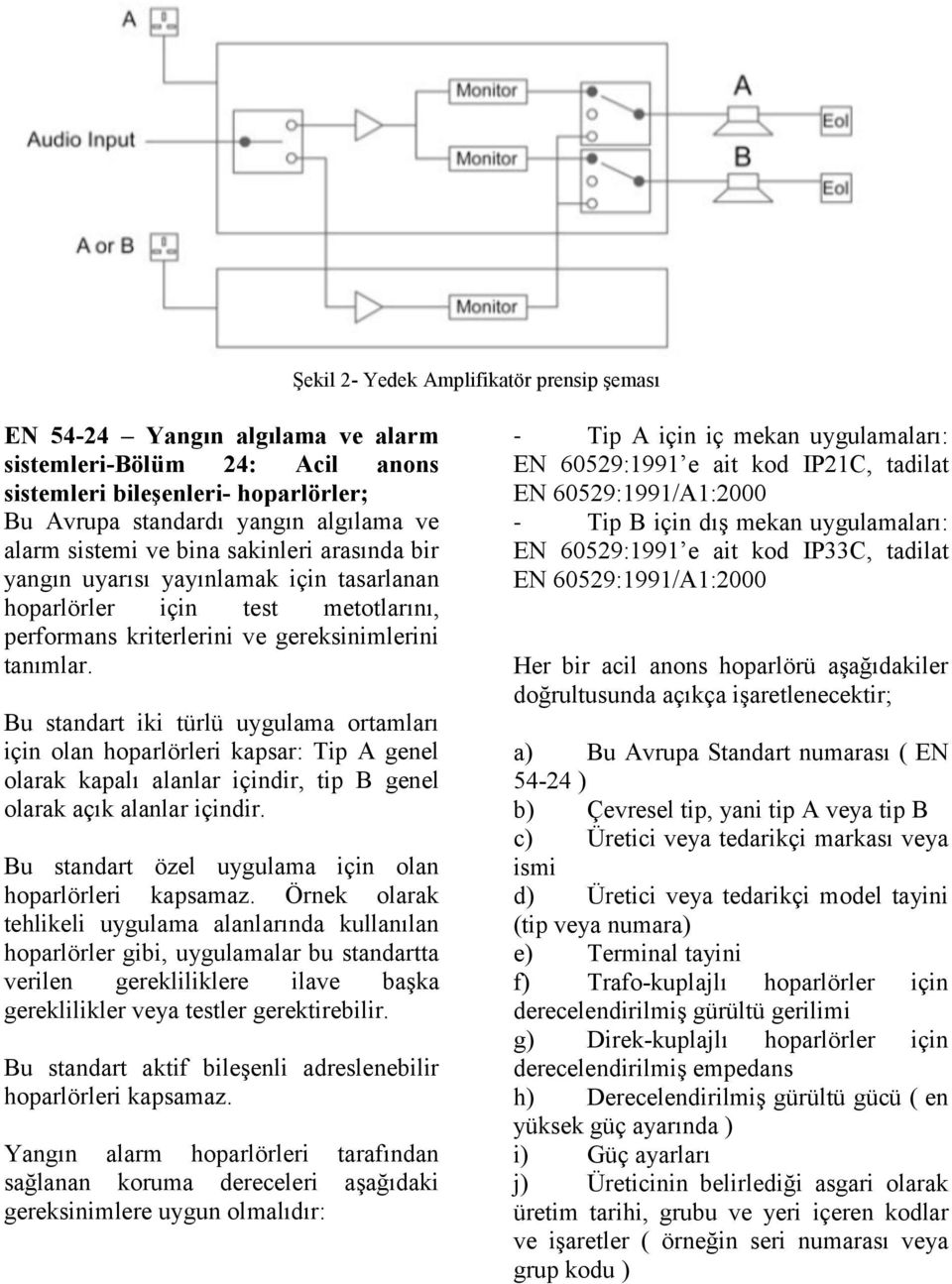 Bu standart iki türlü uygulama ortamları için olan hoparlörleri kapsar: Tip A genel olarak kapalı alanlar içindir, tip B genel olarak açık alanlar içindir.