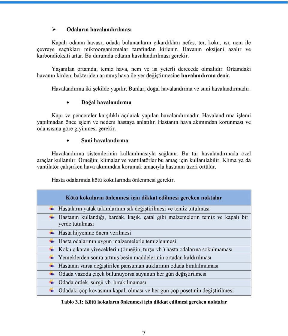 Ortamdaki havanın kirden, bakteriden arınmış hava ile yer değiştirmesine havalandırma denir. Havalandırma iki şekilde yapılır. Bunlar; doğal havalandırma ve suni havalandırmadır.