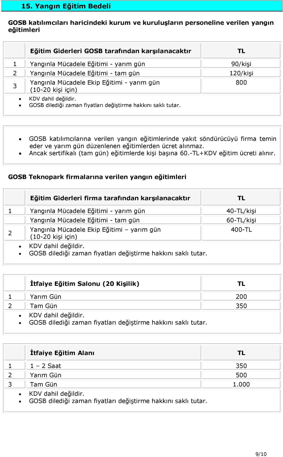 firma temin eder ve yarım gün düzenlenen eğitimlerden ücret alınmaz. Ancak sertifikalı (tam gün) eğitimlerde kişi başına 60.-+KDV eğitim ücreti alınır.