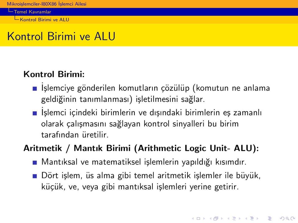 İşlemci içindeki birimlerin ve dışındaki birimlerin eş zamanlı olarak çalışmasını sağlayan kontrol sinyalleri bu birim tarafından