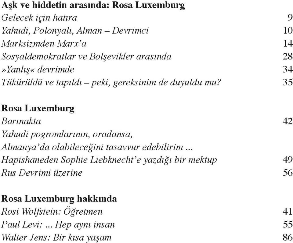 35 Rosa Luxemburg Barınakta 42 Yahudi pogromlarının, oradansa, Almanya da olabileceğini tasavvur edebilirim.