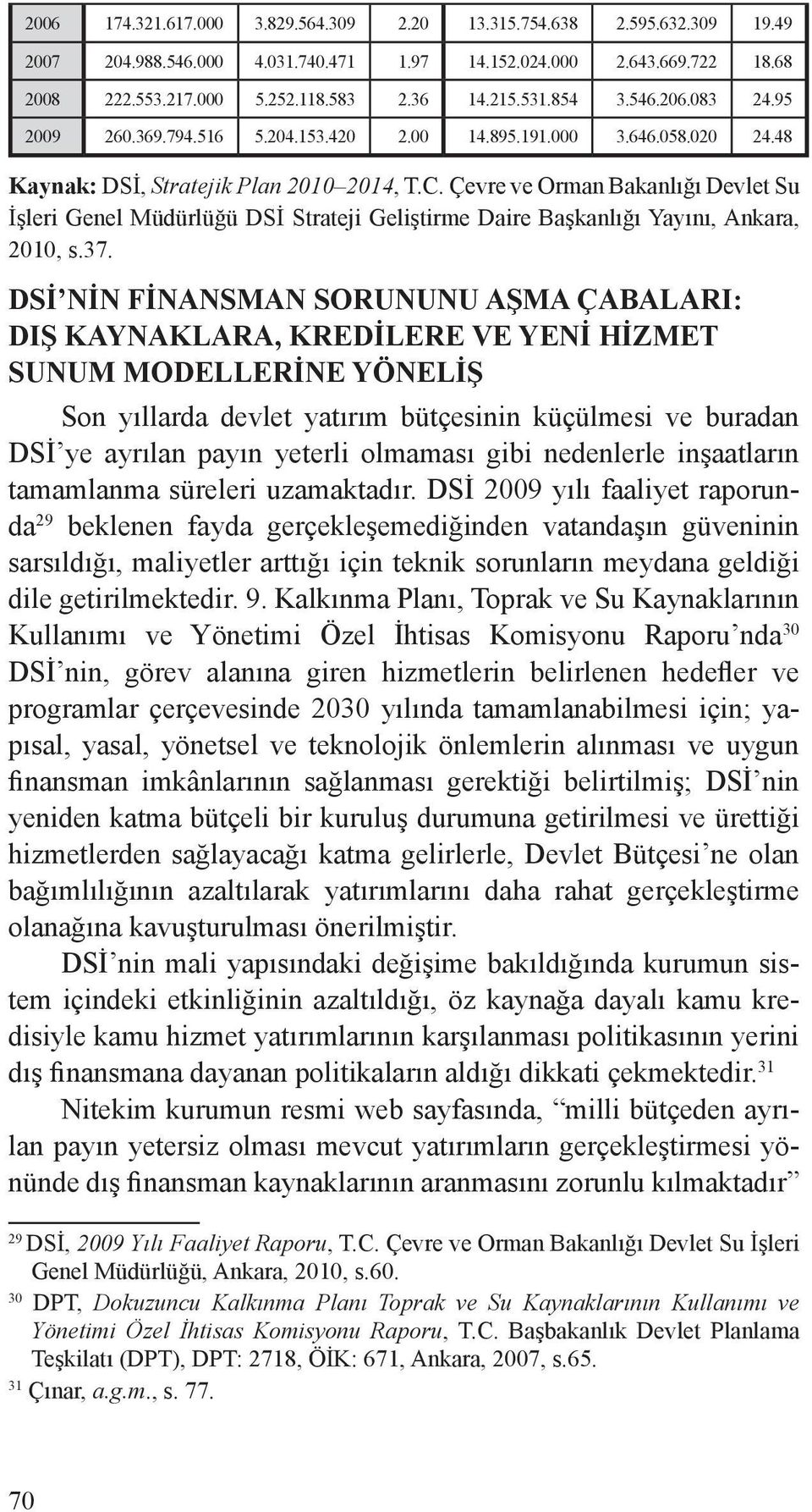 Çevre ve Orman Bakanlığı Devlet Su İşleri Genel Müdürlüğü DSİ Strateji Geliştirme Daire Başkanlığı Yayını, Ankara, 2010, s.37.