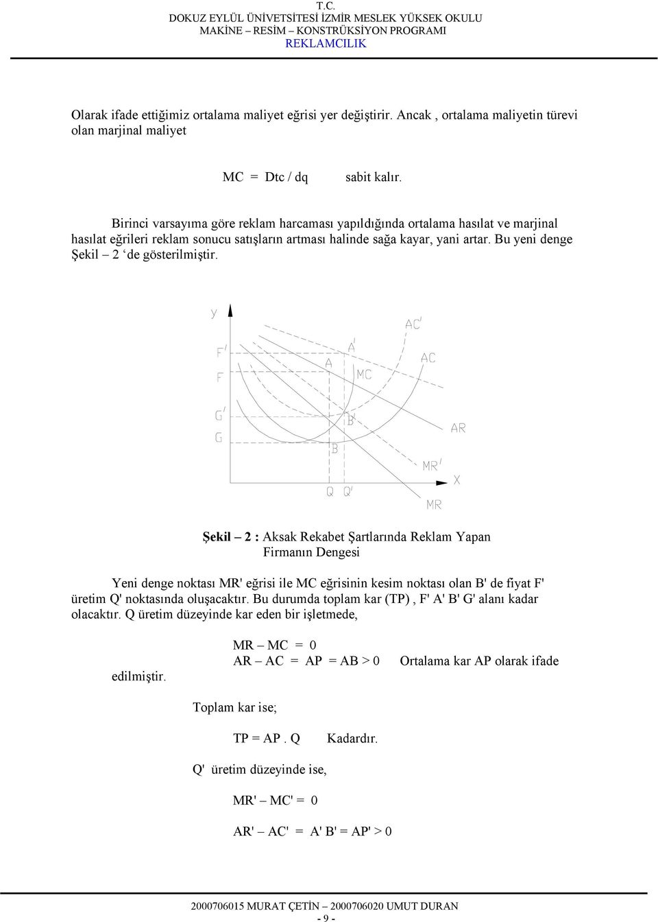 Bu yeni denge Şekil 2 de gösterilmiştir.