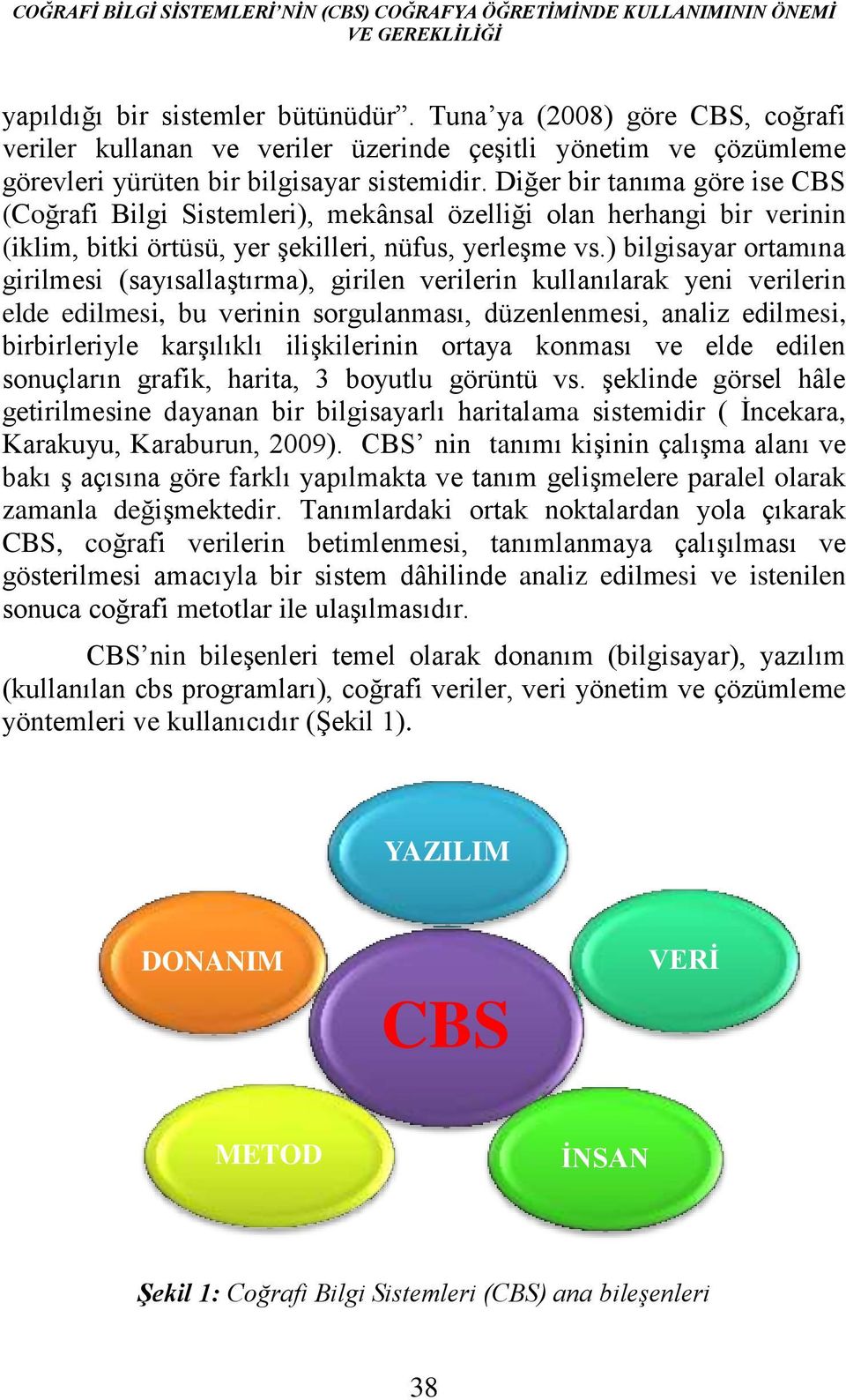 Diğer bir tanıma göre ise CBS (Coğrafi Bilgi Sistemleri), mekânsal özelliği olan herhangi bir verinin (iklim, bitki örtüsü, yer şekilleri, nüfus, yerleşme vs.