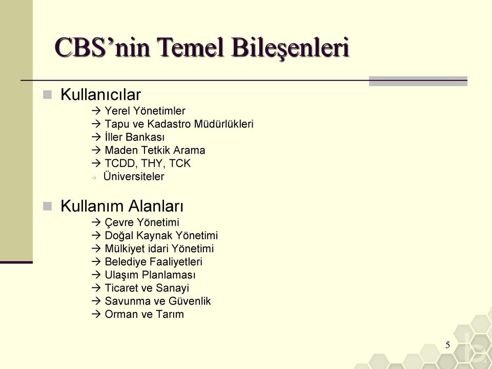 Kullanım Alanları Çevre Yönetimi Doğal Kaynak Yönetimi Mülkiyet idari Yönetimi