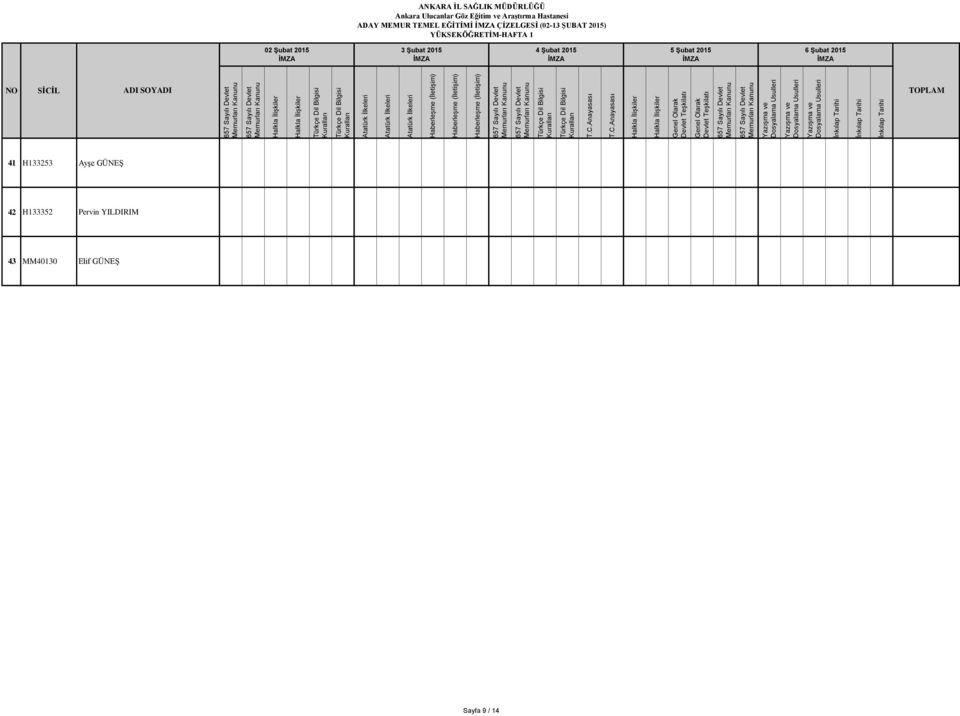 2015 5 Şubat 2015 6 Şubat 2015 41 H133253 Ayşe GÜNEŞ 42