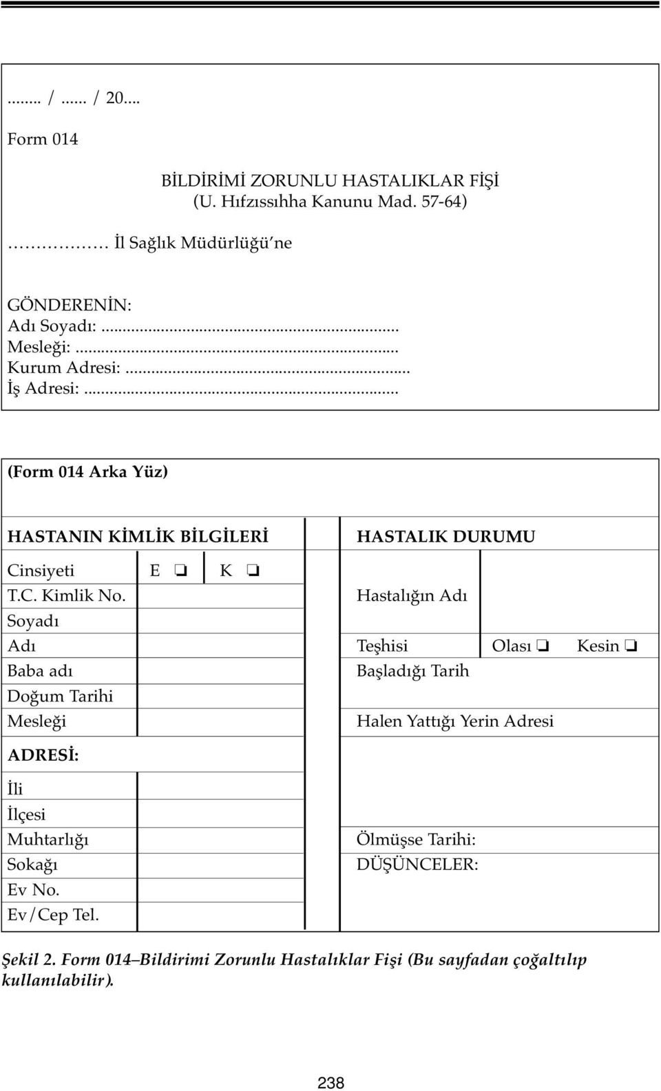 Hastalığın Adı Soyadı Adı Teşhisi Olası o Kesin o Baba adı Başladığı Tarih Doğum Tarihi Mesleği Halen Yattığı Yerin Adresi ADRESİ: İli İlçesi