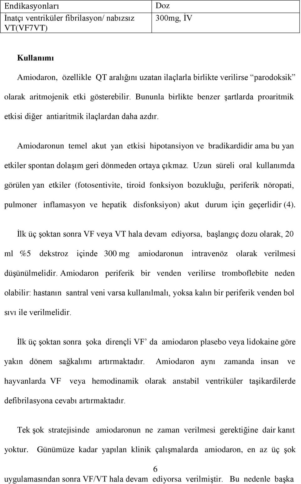 Amiodaronun temel akut yan etkisi hipotansiyon ve bradikardidir ama bu yan etkiler spontan dolaşım geri dönmeden ortaya çıkmaz.