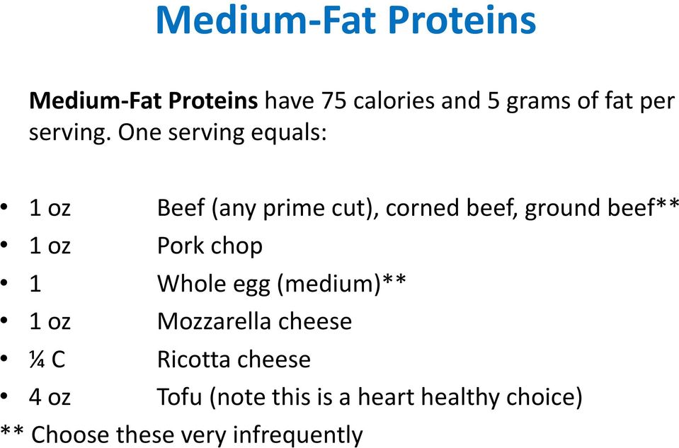 One serving equals: 1 oz Beef (any prime cut), corned beef, ground beef** 1 oz