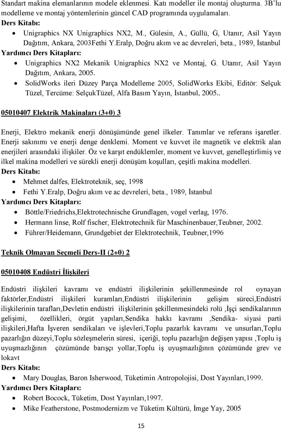 Utanır, Asil Yayın Dağıtım, Ankara, 2005. SolidWorks ileri Düzey Parça Modelleme 2005, SolidWorks Ekibi, Editör: Selçuk Tüzel, Tercüme: SelçukTüzel, Alfa Basım Yayın, Ġstanbul, 2005.