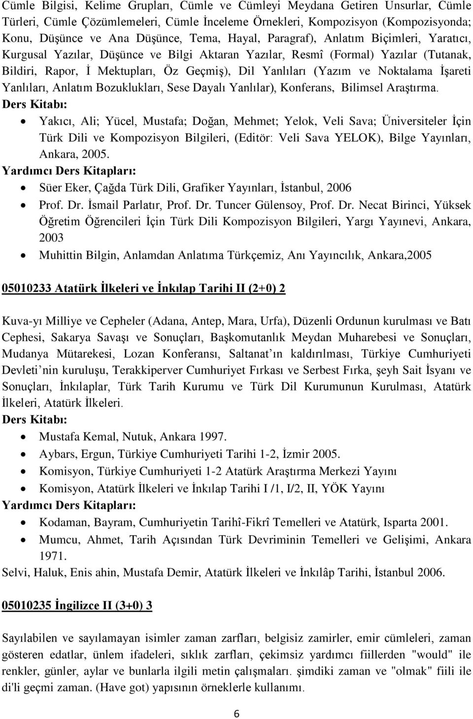 (Yazım ve Noktalama ĠĢareti Yanlıları, Anlatım Bozuklukları, Sese Dayalı Yanlılar), Konferans, Bilimsel AraĢtırma.