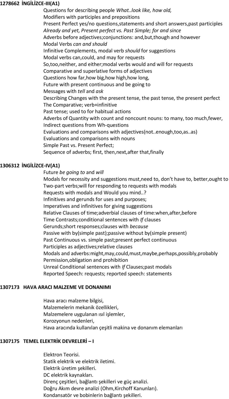 Past Simple; for and since Adverbs before adjectives;conjunctions: and,but,though and however Modal Verbs can and should Infinitive Complements, modal verb should for suggestions Modal verbs