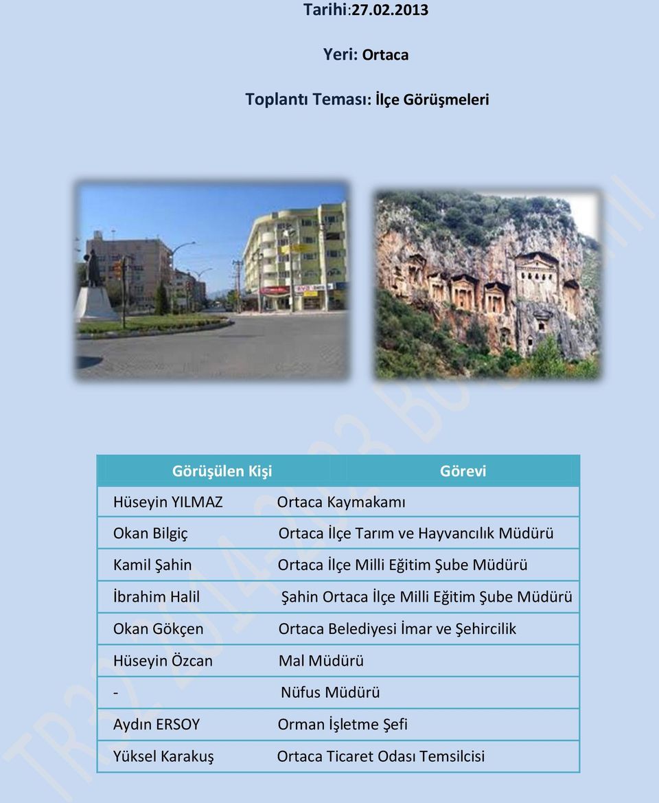 Bilgiç Ortaca İlçe Tarım ve Hayvancılık Müdürü Kamil Şahin Ortaca İlçe Milli Eğitim Şube Müdürü İbrahim Halil