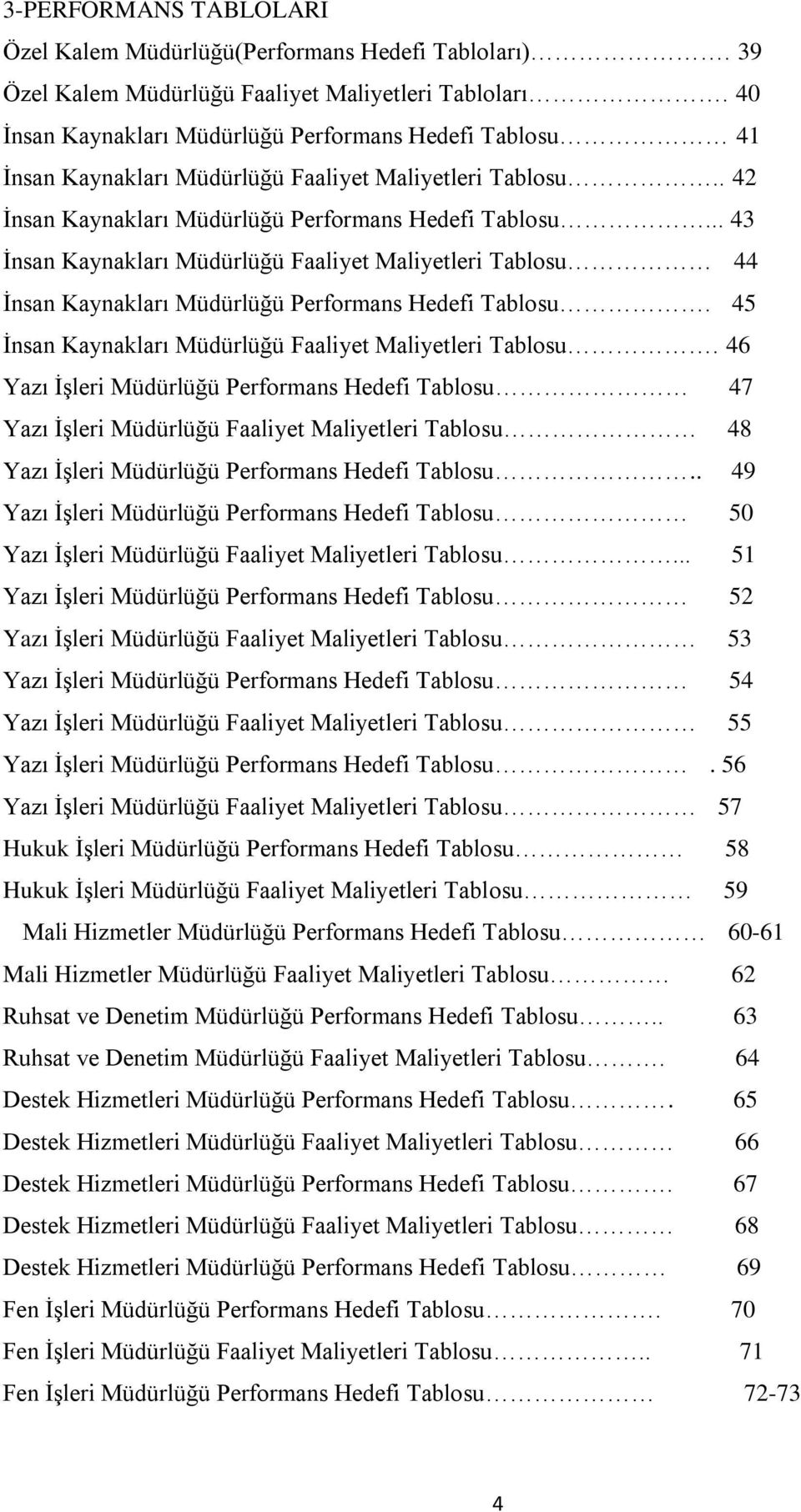 .. 43 İnsan Kaynakları Müdürlüğü Faaliyet Maliyetleri Tablosu 44 İnsan Kaynakları Müdürlüğü Tablosu. 45 İnsan Kaynakları Müdürlüğü Faaliyet Maliyetleri Tablosu.