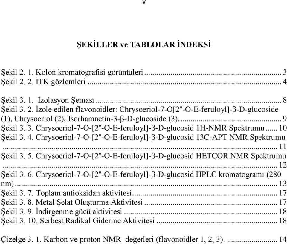 Chrysoeriol-7--[2''--E-feruloyl]-β-D-glucosid HETCR NMR Spektrumu... 12 Şekil 3. 6. Chrysoeriol-7--[2''--E-feruloyl]-β-D-glucosid HPLC kromatogramı (280 nm)... 13 Şekil 3. 7.