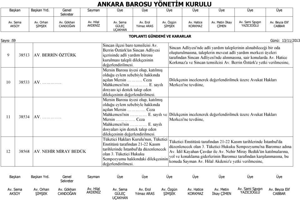 . Ceza Mahkemesi'nin. E. sayılı dosyası içi destek talep eden dilekçesinin değerlendirilmesi. Mersin Barosu üyesi olup, katılmış olduğu eylem sebebiyle hakkında açılan Mersin. Ceza Mahkemesi'nin E.