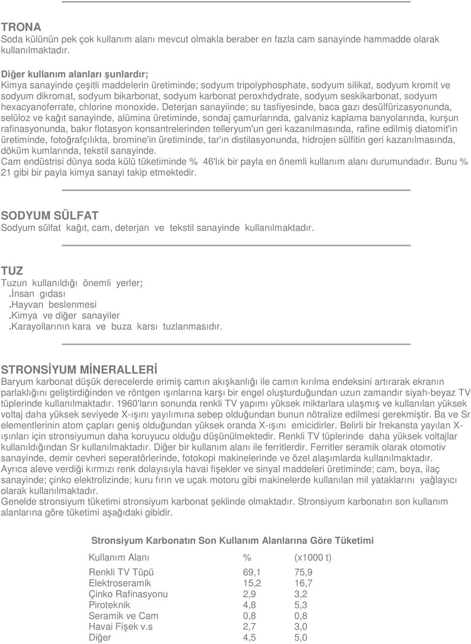 peroxhdydrate, sodyum seskikarbonat, sodyum hexacyanoferrate, chlorine monoxide.