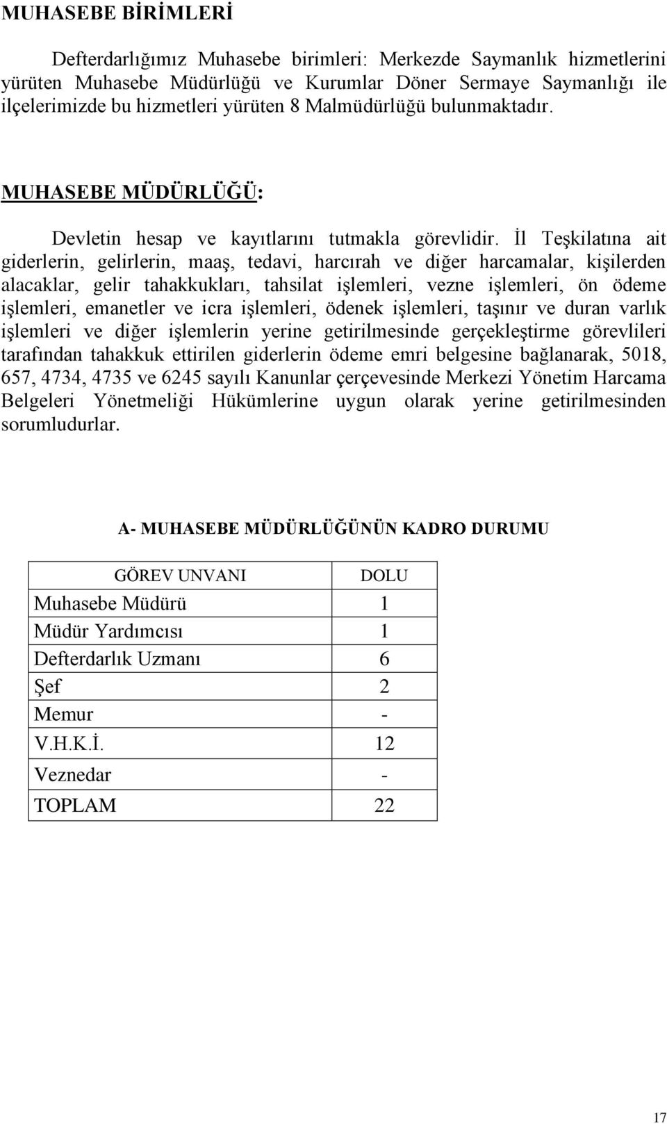 İl Teşkilatına ait giderlerin, gelirlerin, maaş, tedavi, harcırah ve diğer harcamalar, kişilerden alacaklar, gelir tahakkukları, tahsilat işlemleri, vezne işlemleri, ön ödeme işlemleri, emanetler ve