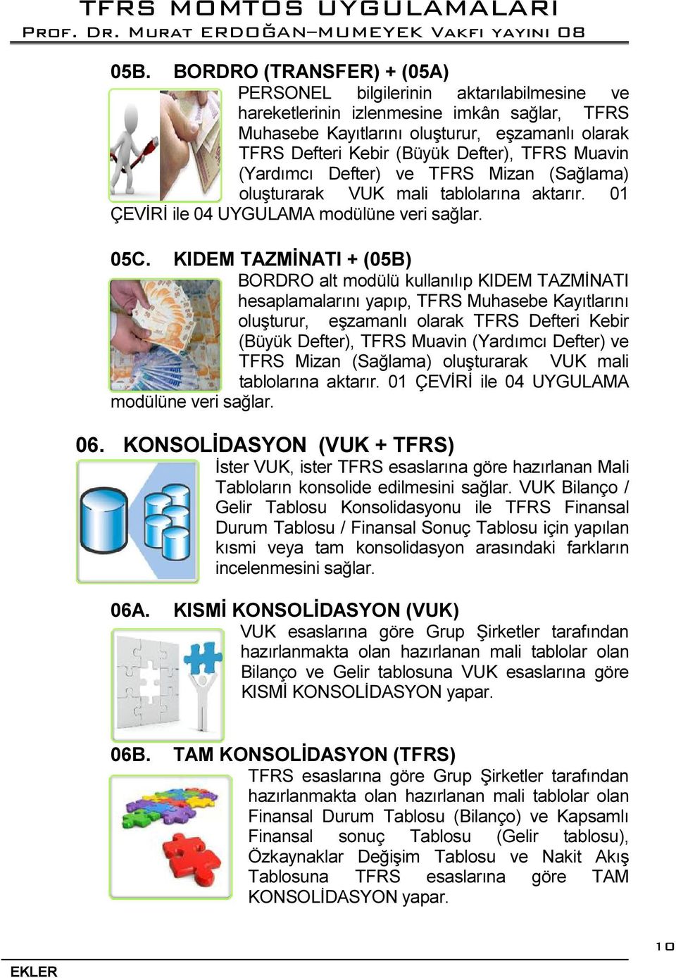 KIDEM TAZMİNATI + (05B) BORDRO alt modülü kullanılıp KIDEM TAZMİNATI hesaplamalarını yapıp, TFRS Muhasebe Kayıtlarını oluşturur, eşzamanlı olarak TFRS Defteri Kebir (Büyük Defter), TFRS Muavin