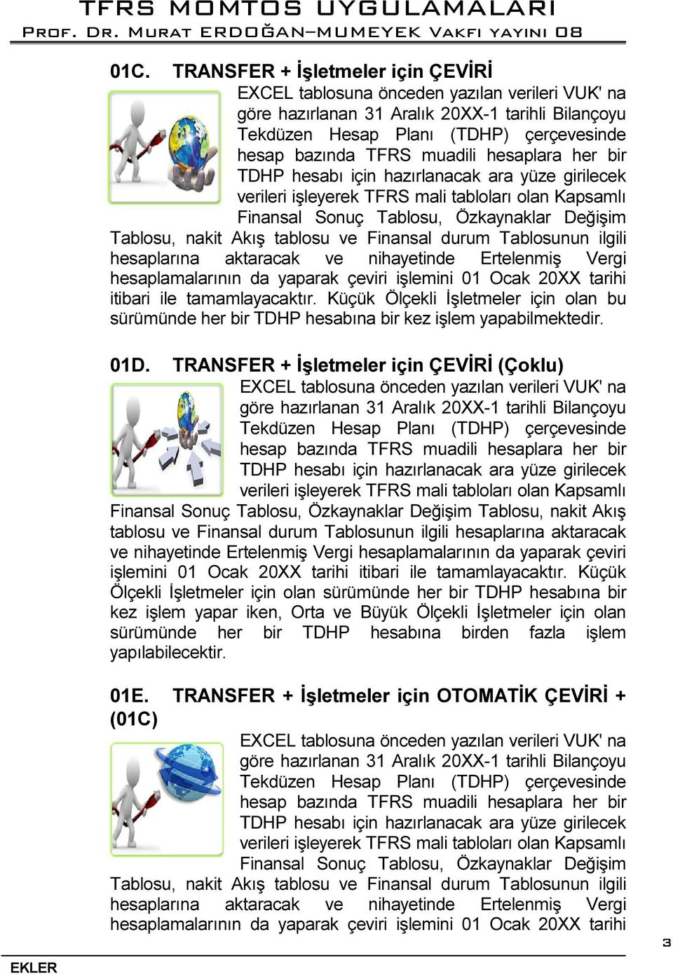 ve Finansal durum Tablosunun ilgili hesaplarına aktaracak ve nihayetinde Ertelenmiş Vergi hesaplamalarının da yaparak çeviri işlemini 01 Ocak 20XX tarihi itibari ile tamamlayacaktır.