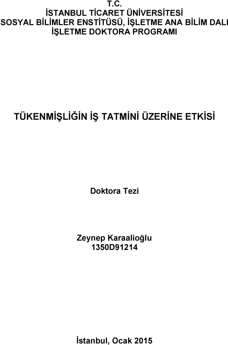 PROGRAMI TÜKENMİŞLİĞİN İŞ TATMİNİ ÜZERİNE ETKİSİ