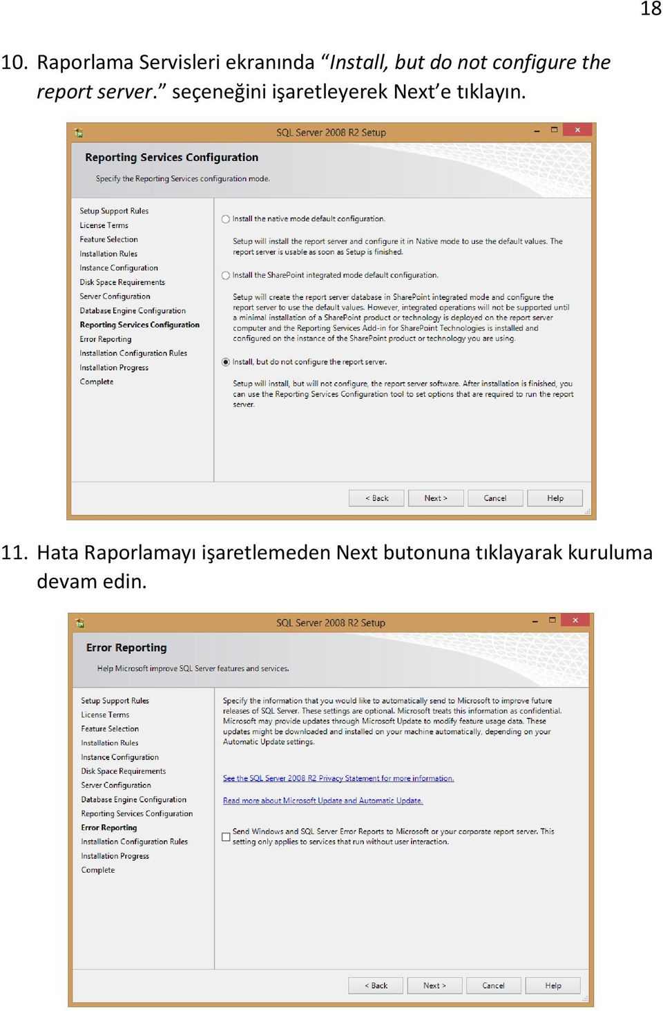 configure the report server.